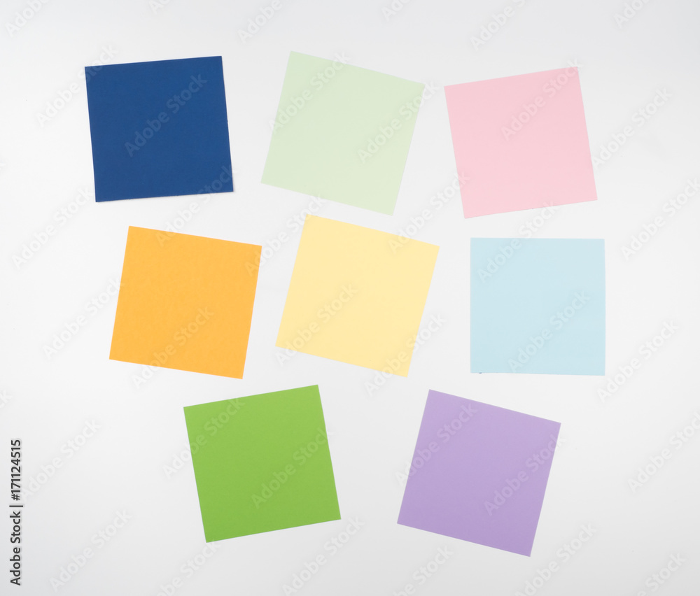 Note all colorful paper set, post memo papers isolated on white background Note all colorful paper set, post memo papers isolated on white background