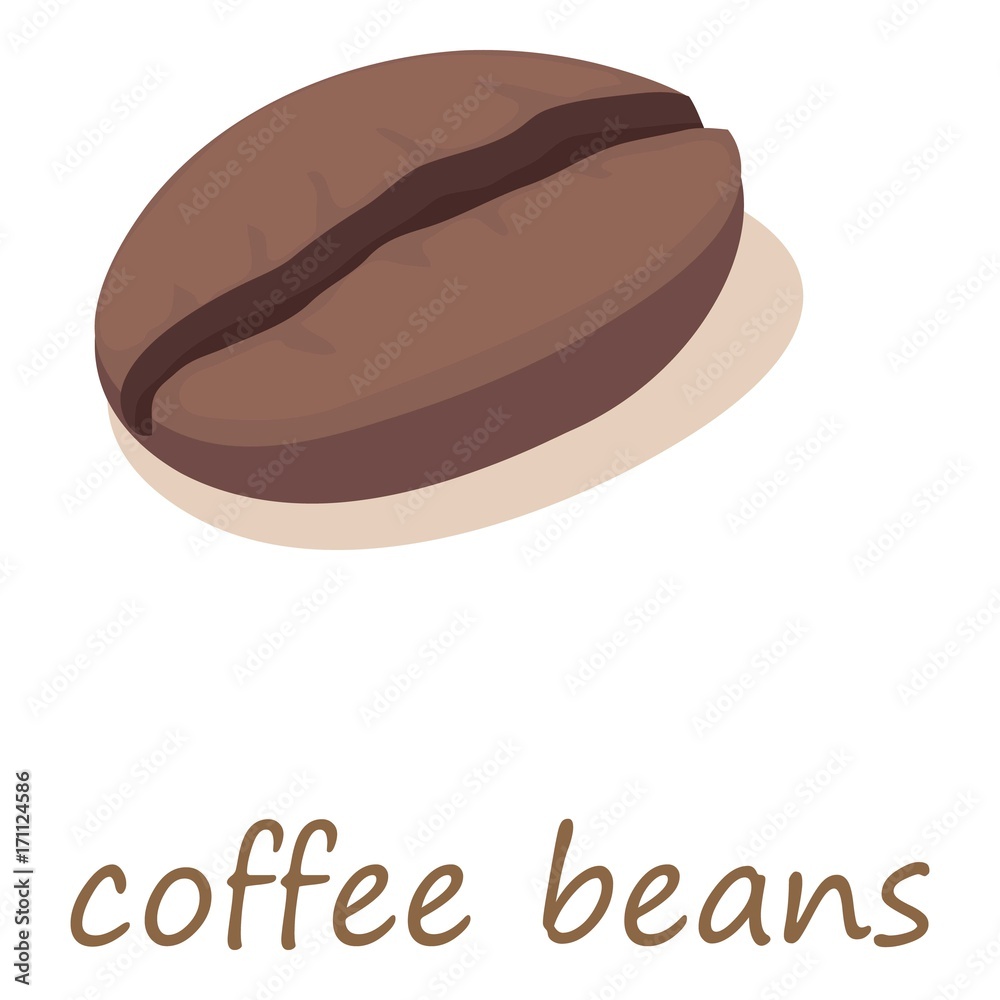 Fototapeta premium Coffee beans icon, isometric 3d style