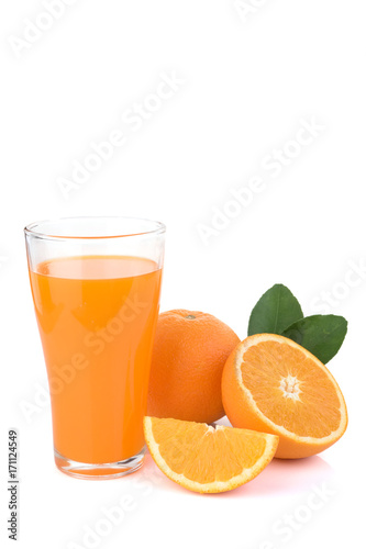 orange juice glass isolated