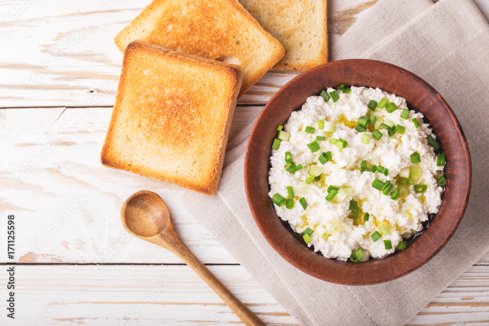 Goat cream cheese with green onions, dip sauce