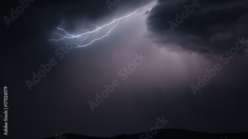 Lightning strike in the sky