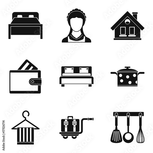 Housewife icon set, simple style