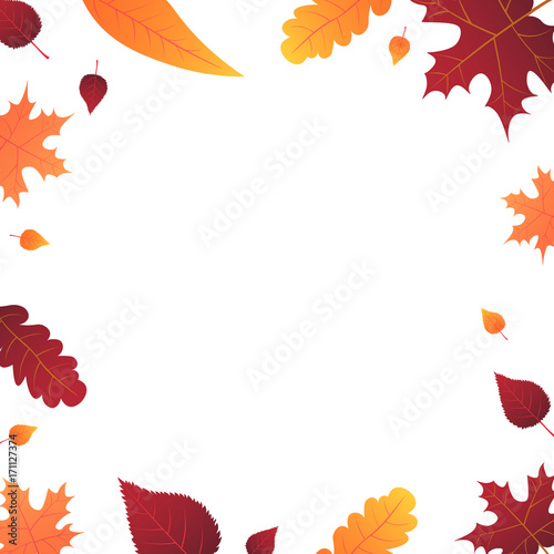 Autumn Background with leaves for shopping sale or promo poster and frame leaflet or web banner. Vector illustration template.