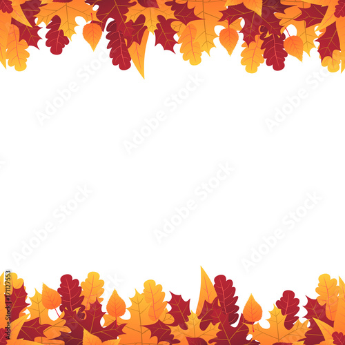 Autumn Background with leaves for shopping sale or promo poster and frame leaflet or web banner. Vector illustration template.