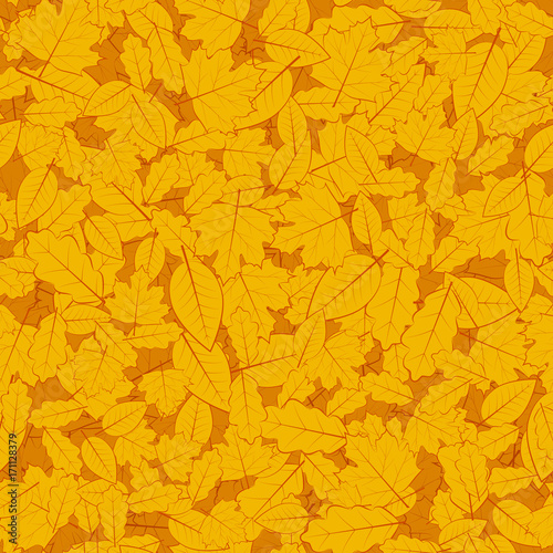 Seamless pattern of falling colorful leaves