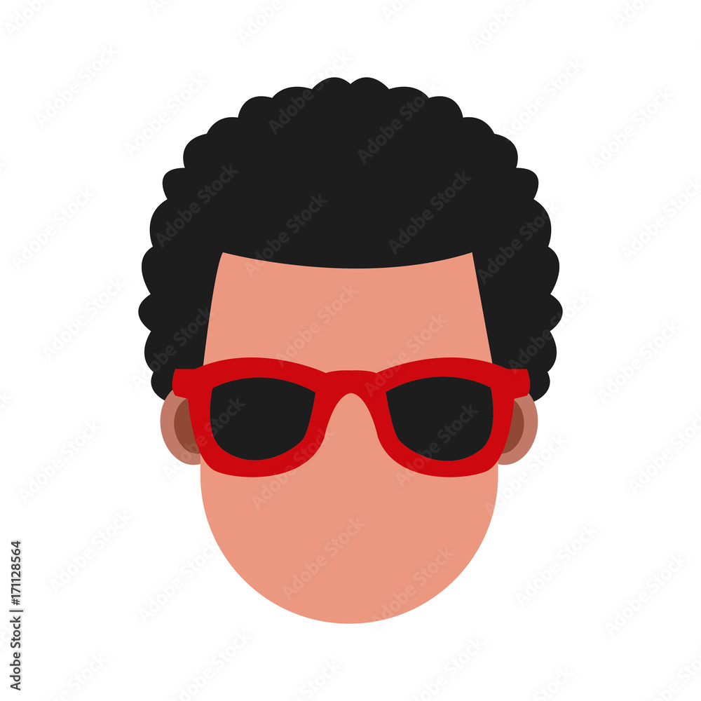 Young man cartoon with sunglasses icon vector illustration graphic design