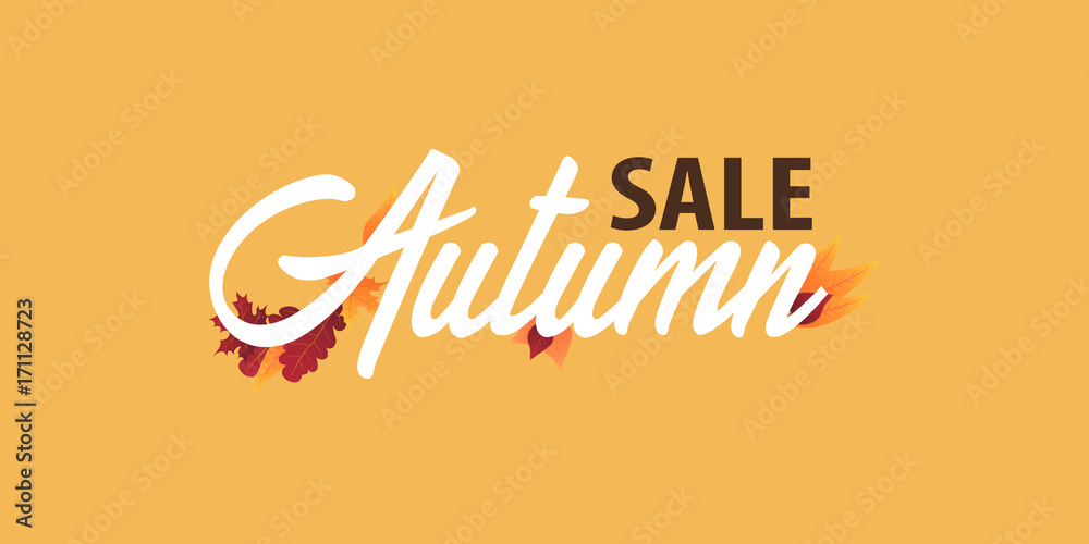Autumn Background with leaves for shopping sale or promo poster and frame leaflet or web banner. Vector illustration template.