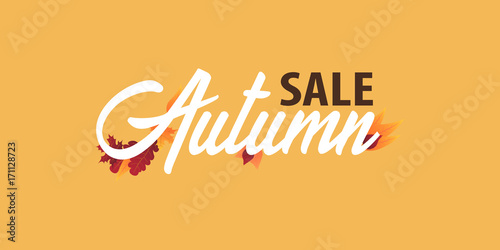 Autumn Background with leaves for shopping sale or promo poster and frame leaflet or web banner. Vector illustration template.
