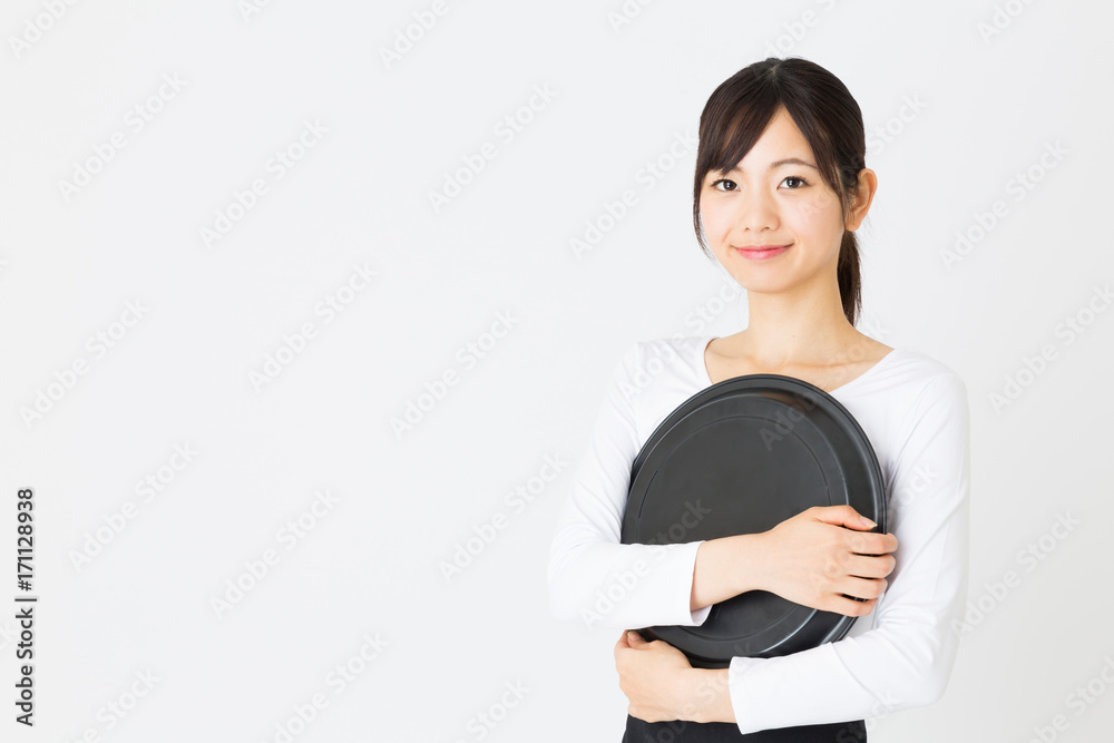 portrait of asian waitress isolated on white background portrait of asian waitress isolated on white background