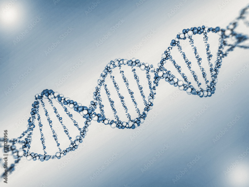 Digital illustration of a DNA model on science background. 3D rendering