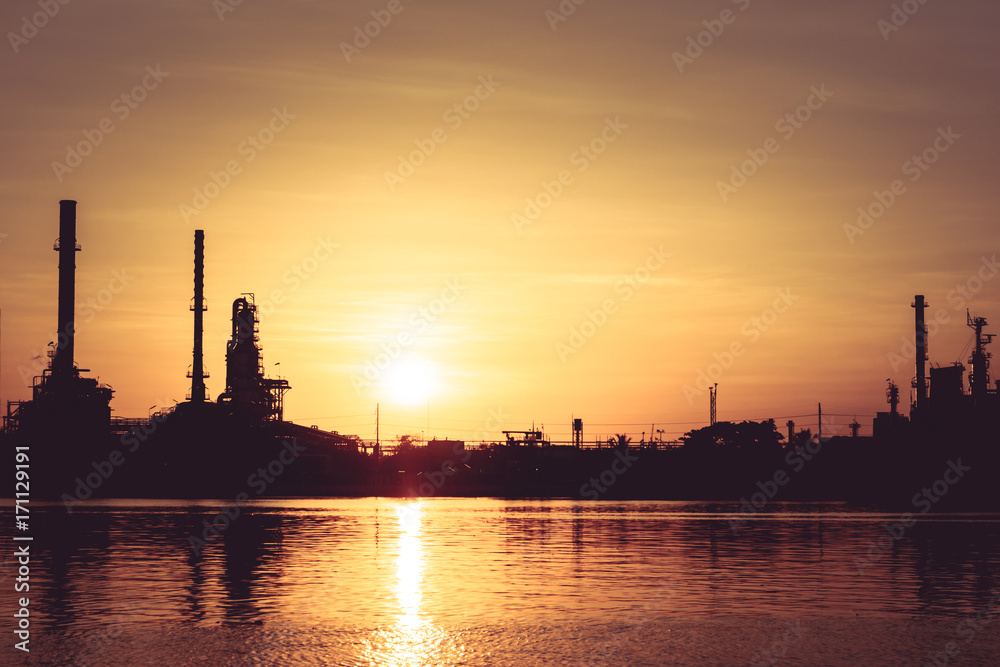 Oil Refinery with Evening Light