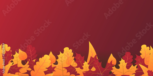 Autumn Background with leaves for shopping sale or promo poster and frame leaflet or web banner. Vector illustration template.