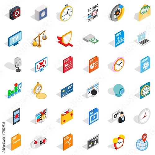 Movie icons set, isometric style