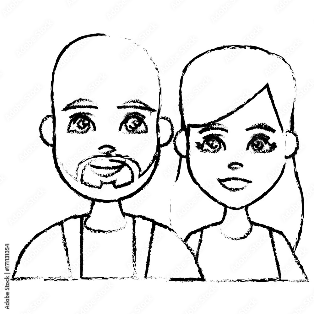 Young couple cartoon icon vector illustration graphic design