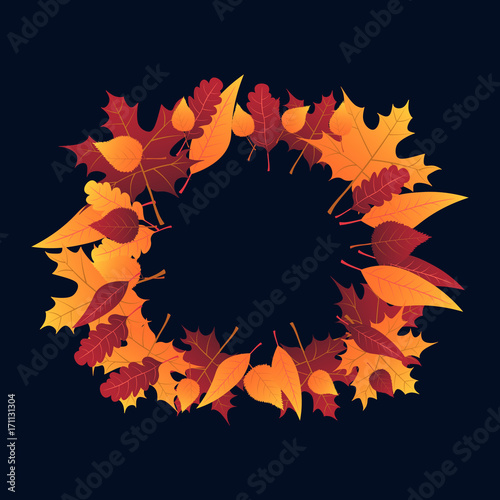Autumn Background with leaves for shopping sale or promo poster and frame leaflet or web banner. Vector illustration template.
