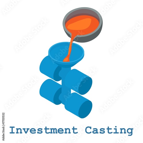 Investment casting metalwork icon, isometric 3d style