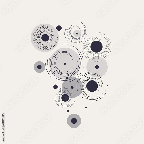 Vector background of circles and rounded lines in vintage style