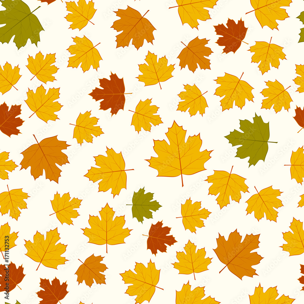 Seamless pattern of falling colorful maple leaves Seamless pattern of falling colorful maple leaves