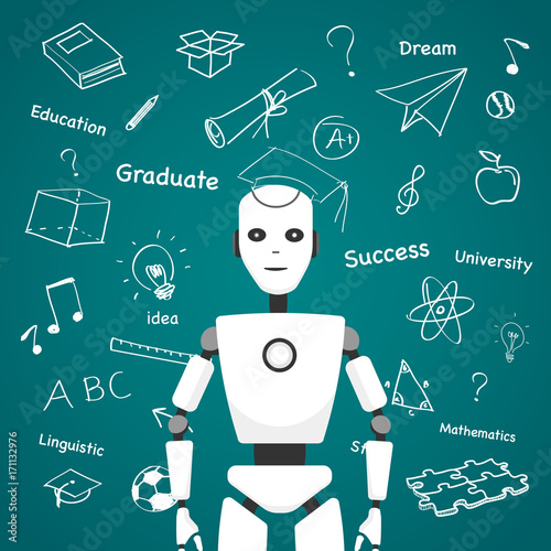 Intelligent robot with educational icons design