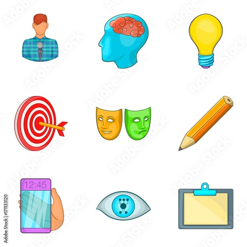 Trouper icons set, cartoon style