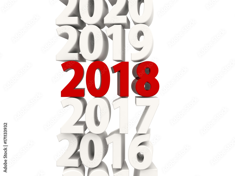 2018 Happy New Year symbol with other years