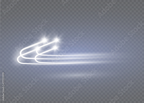 Abstract vector magic glow star light effect with neon blur curved lines. Sparkling dust star trail with bokeh.