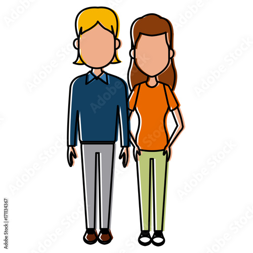 Wallpaper Mural Young couple cartoon icon vector illustration graphic design Torontodigital.ca
