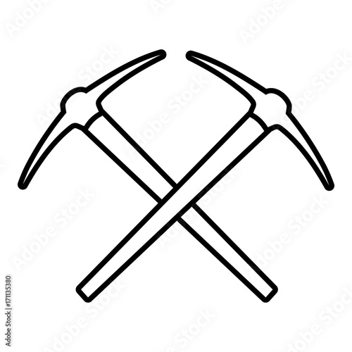 Mining pickaxe icon , outline style