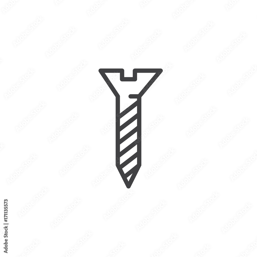 Screw line icon, outline vector sign, linear style pictogram isolated on white. Symbol, logo illustration. Editable stroke Screw line icon, outline vector sign, linear style pictogram isolated on white. Symbol, logo illustration. Editable stroke