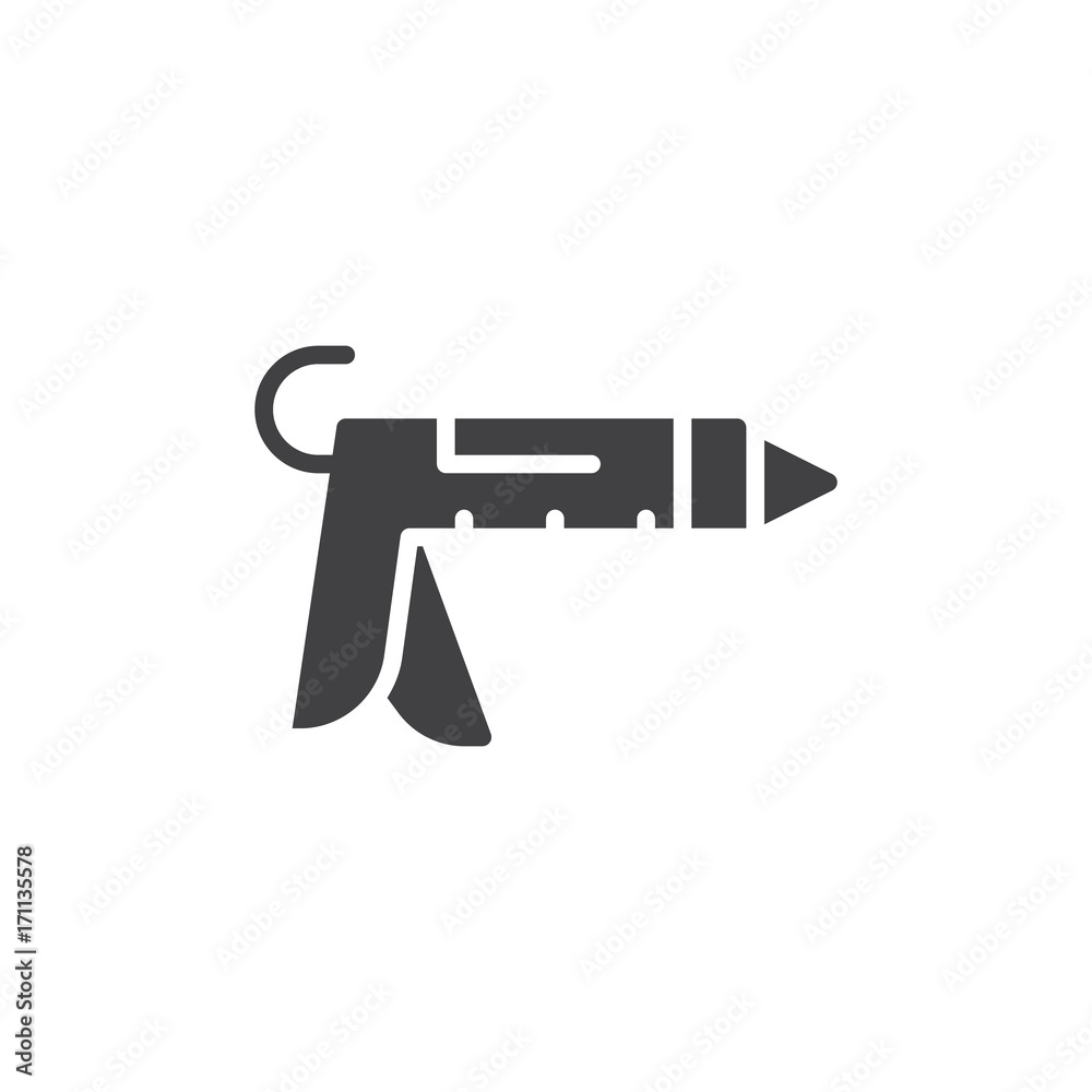 Caulk gun icon vector, filled flat sign, solid pictogram isolated on white. Symbol, logo illustration.