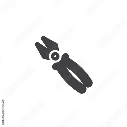 Pliers work tool icon vector, filled flat sign, solid pictogram isolated on white. Symbol, logo illustration.