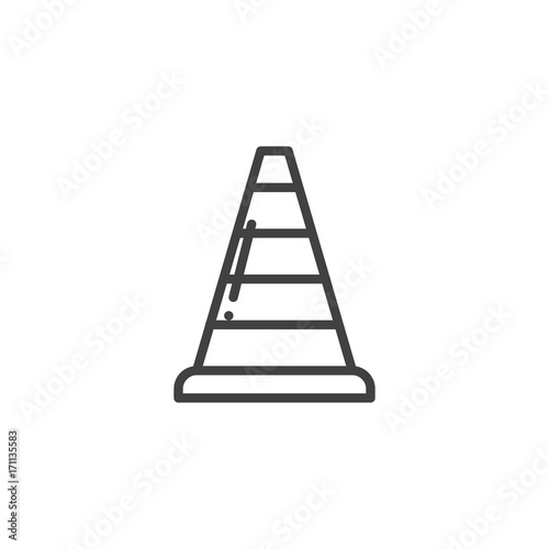 Traffic cone line icon, outline vector sign, linear style pictogram isolated on white. Symbol, logo illustration. Editable stroke