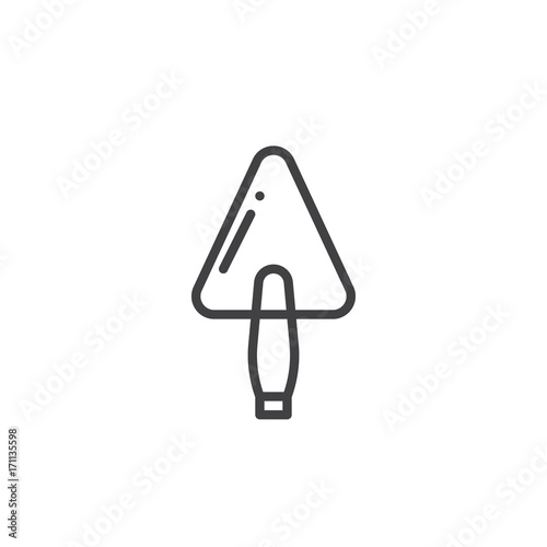 Trowel work tool line icon, outline vector sign, linear style pictogram isolated on white. Symbol, logo illustration. Editable stroke