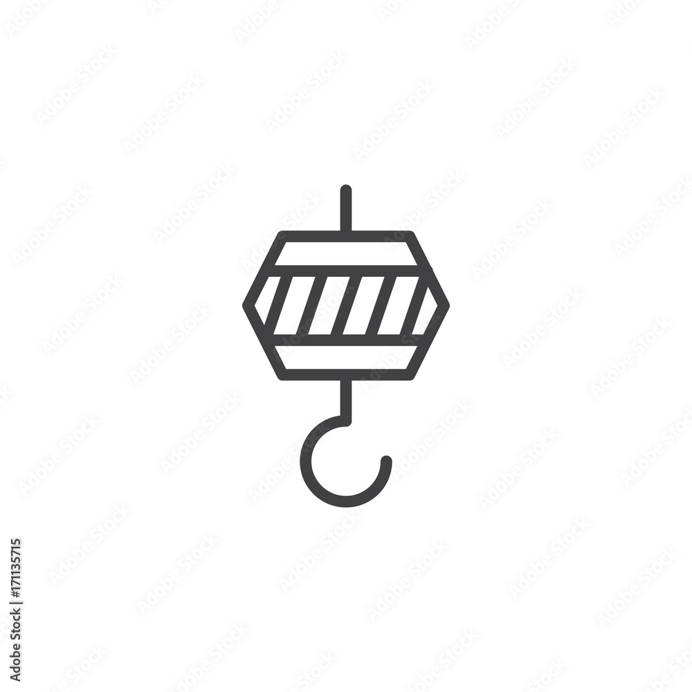 Crane hook line icon, outline vector sign, linear style pictogram isolated on white. Symbol, logo illustration. Editable stroke Crane hook line icon, outline vector sign, linear style pictogram isolated on white. Symbol, logo illustration. Editable stroke
