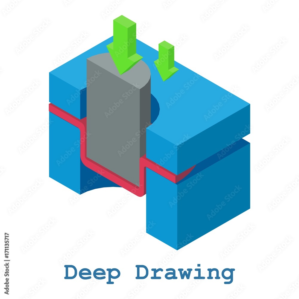 Deep drawing metalwork icon, isometric 3d style Deep drawing metalwork icon, isometric 3d style