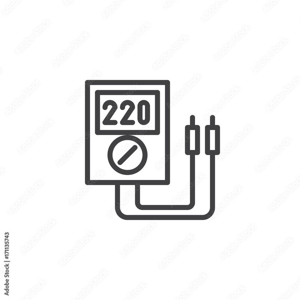 Voltmeter line icon, outline vector sign, linear style pictogram isolated on white. Symbol, logo illustration. Editable stroke Voltmeter line icon, outline vector sign, linear style pictogram isolated on white. Symbol, logo illustration. Editable stroke