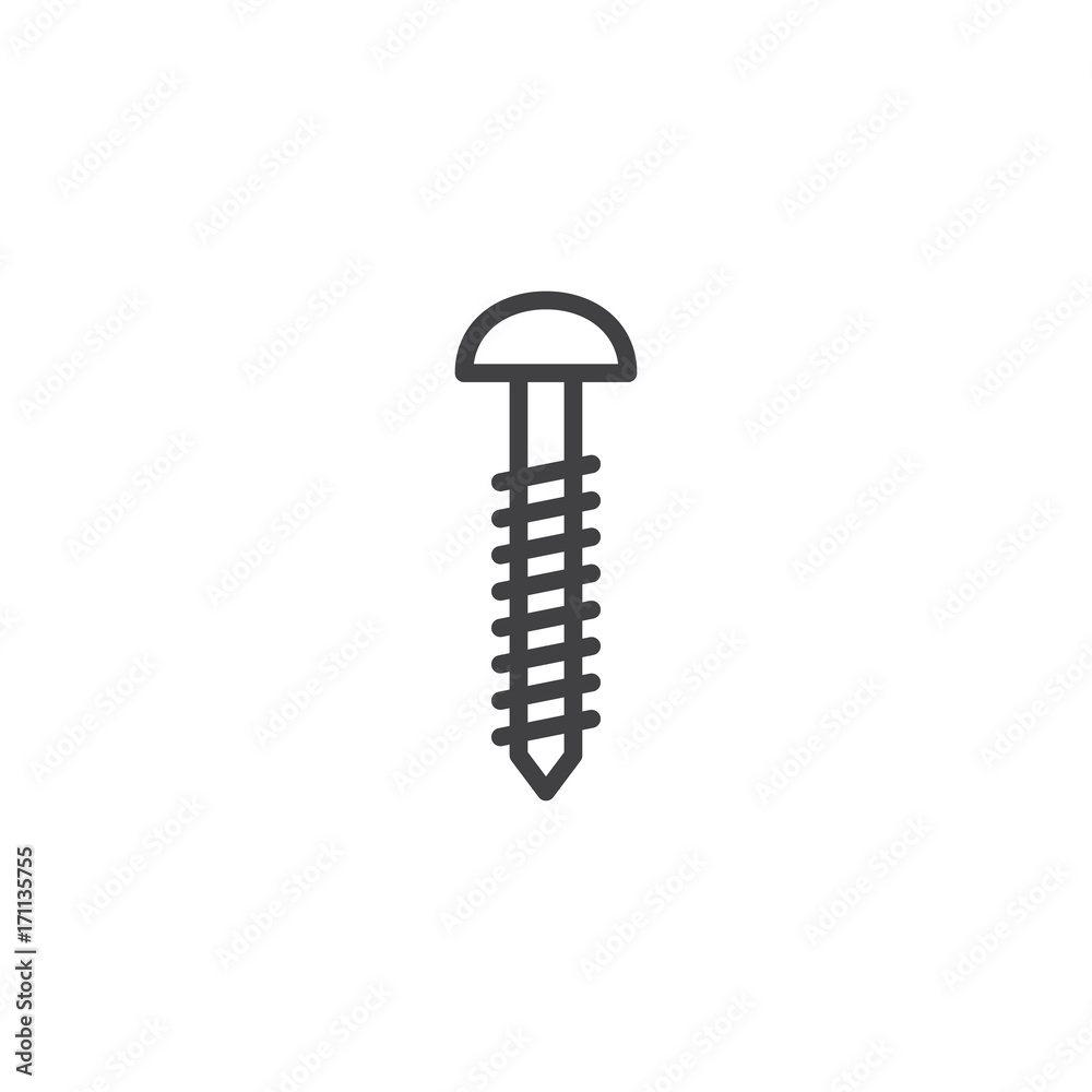 Screw line icon, outline vector sign, linear style pictogram isolated on white. Symbol, logo illustration. Editable stroke Screw line icon, outline vector sign, linear style pictogram isolated on white. Symbol, logo illustration. Editable stroke