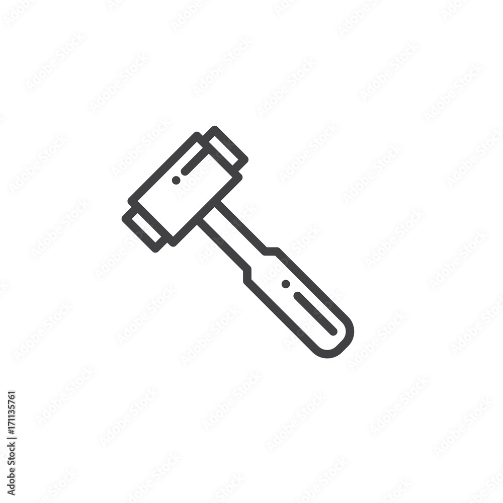Hammer work tool line icon, outline vector sign, linear style pictogram isolated on white. Symbol, logo illustration. Editable stroke Hammer work tool line icon, outline vector sign, linear style pictogram isolated on white. Symbol, logo illustration. Editable stroke
