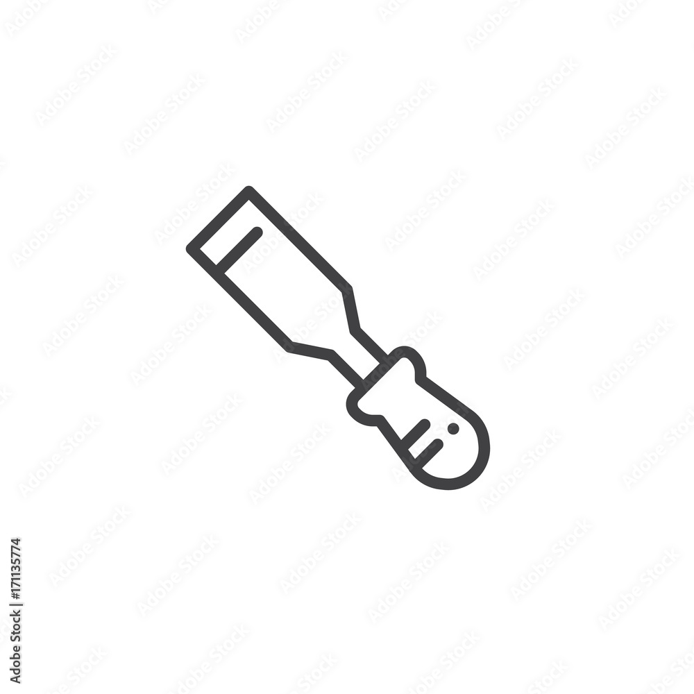 Chisel line icon, outline vector sign, linear style pictogram isolated on white. Symbol, logo illustration. Editable stroke Chisel line icon, outline vector sign, linear style pictogram isolated on white. Symbol, logo illustration. Editable stroke