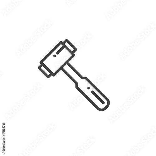 Hammer work tool line icon, outline vector sign, linear style pictogram isolated on white. Symbol, logo illustration. Editable stroke © alekseyvanin