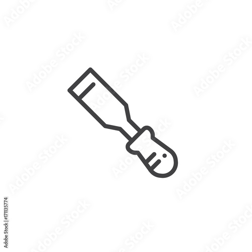 Chisel line icon, outline vector sign, linear style pictogram isolated on white. Symbol, logo illustration. Editable stroke