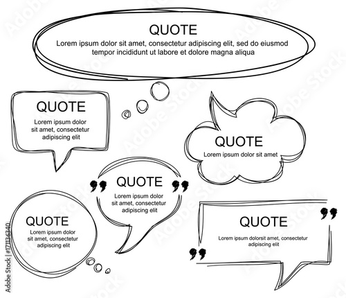 Vector set of scribbled comic speech bubbles