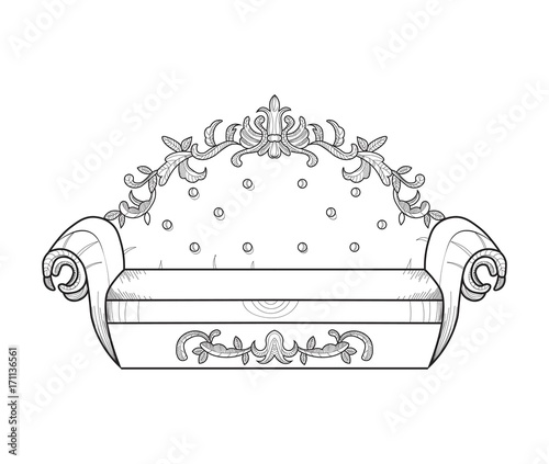 Classic ornamented couch Vector illustration