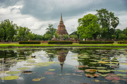 Old and ruin pagoda in Sukhothai historical park