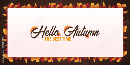 Autumn Background with leaves for shopping sale or promo poster and frame leaflet or web banner. Vector illustration template.