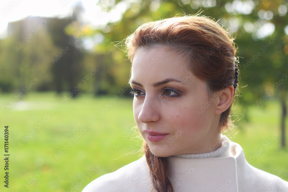 girl walking in the park in autumn girl walking in the park in autumn