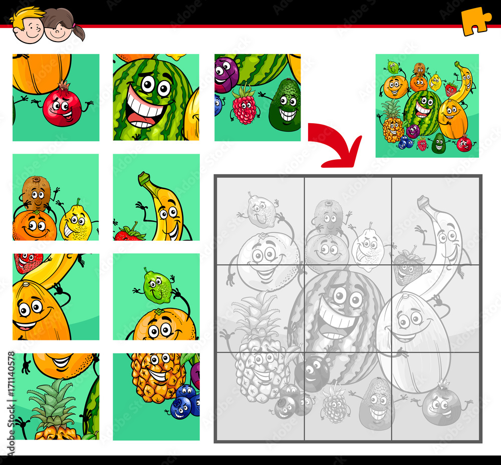 jigsaw puzzles with fruit characters