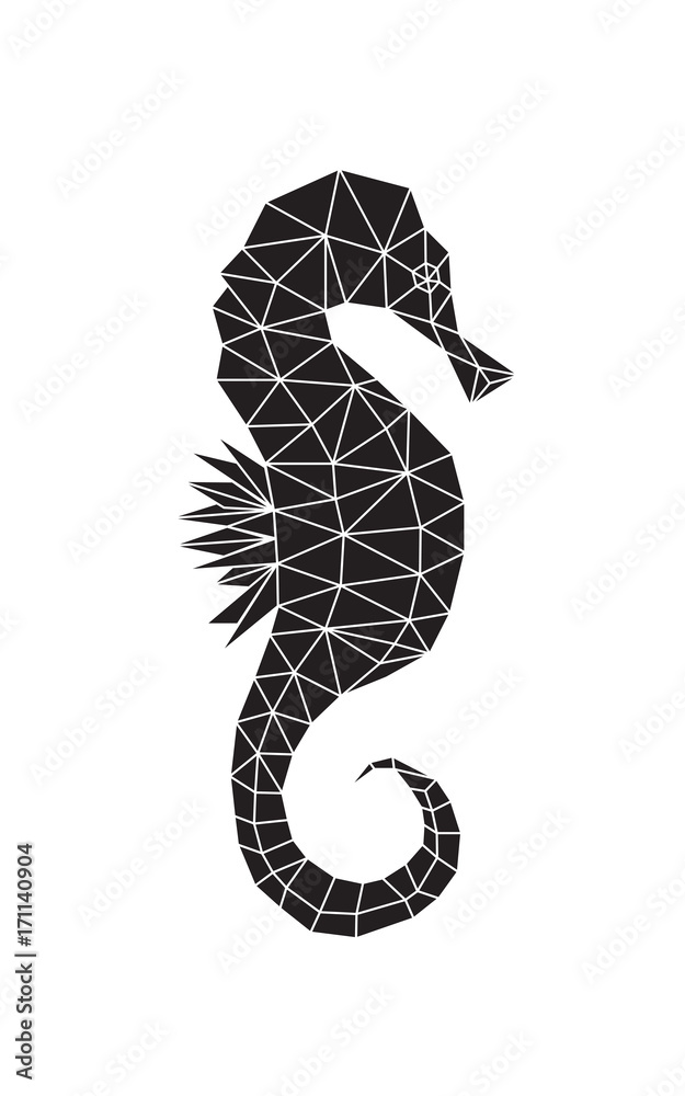 Naklejka premium Black silhouette of seahorse