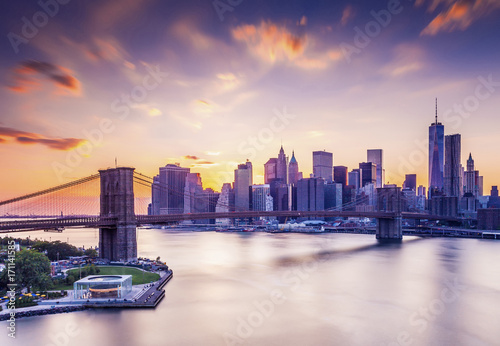 United States, New York City, Manhattan, Lower Manhattan, Brooklyn Bridge photo