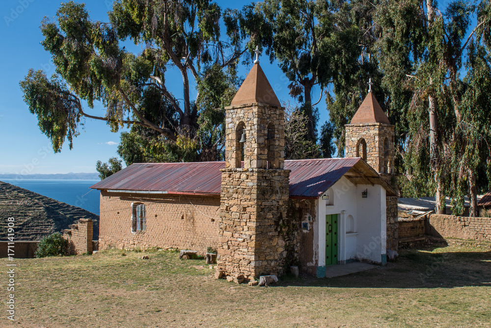 Fototapeta premium Church at Yumani on Isle de Sol, Bolivia